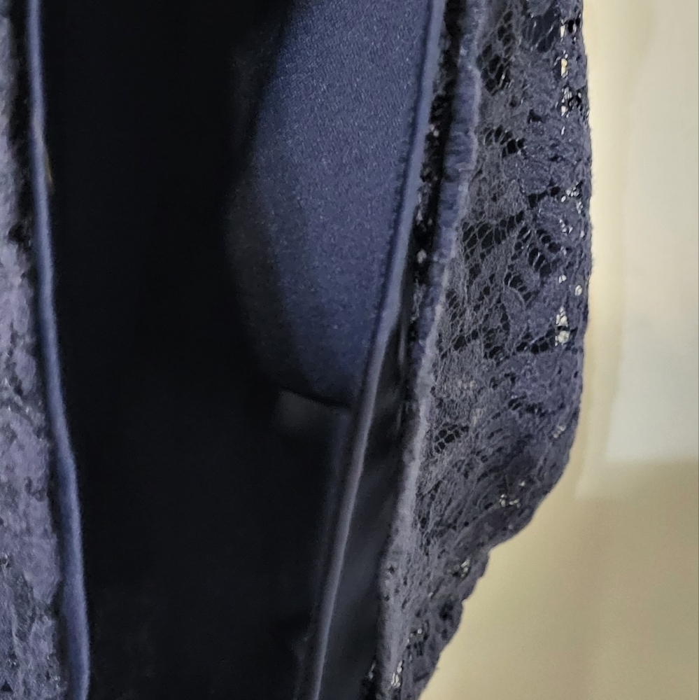 Xhiliration Women's Navy Blue Lace Sleeveless Mini Peplum Dress Size Small EUC🐈 - Picture 10 of 11